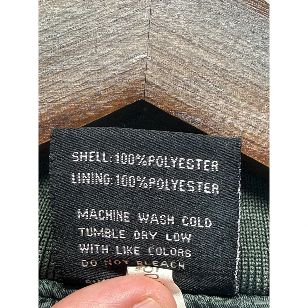 Original Deluxe Flight Bomber Jacket Mens Medium Olive Green Patch Logo Full Zip